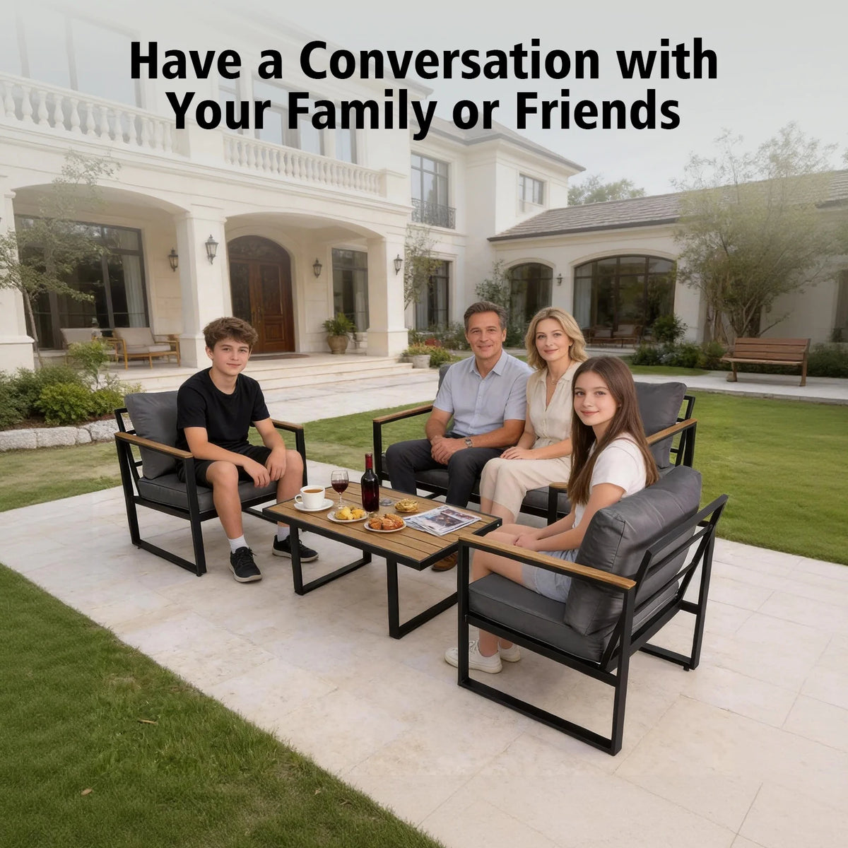 Joulee Weather Resistant Outdoor Patio Conversation Set