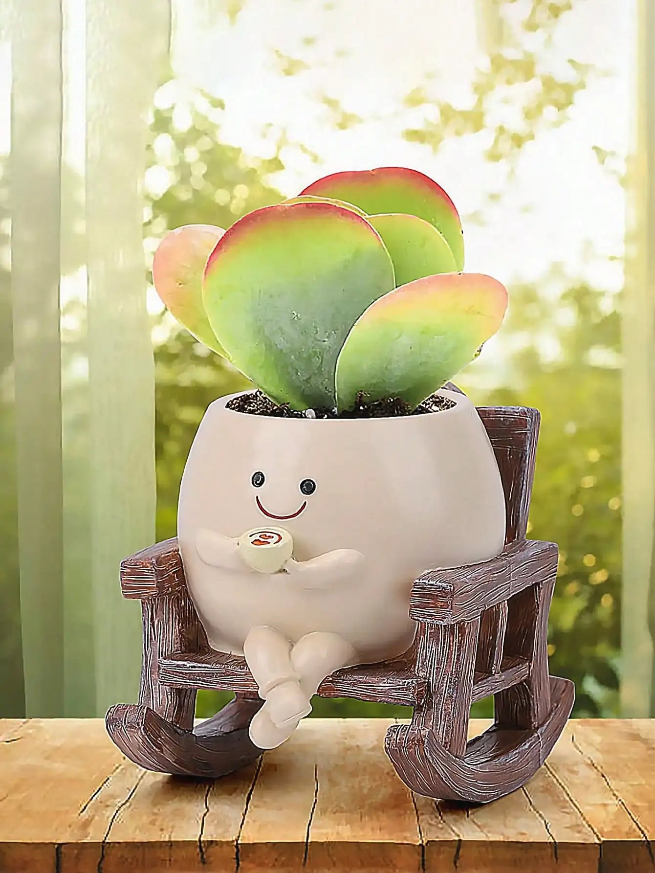 Smiling Face Planter With Drainage Hole Guitar Design For Succulents
