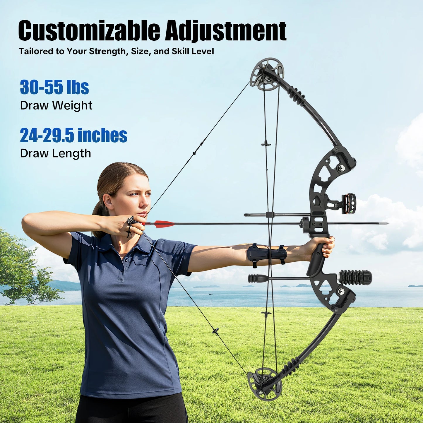 Compound Bow And Arrow Set With Adjustable Draw For Adults