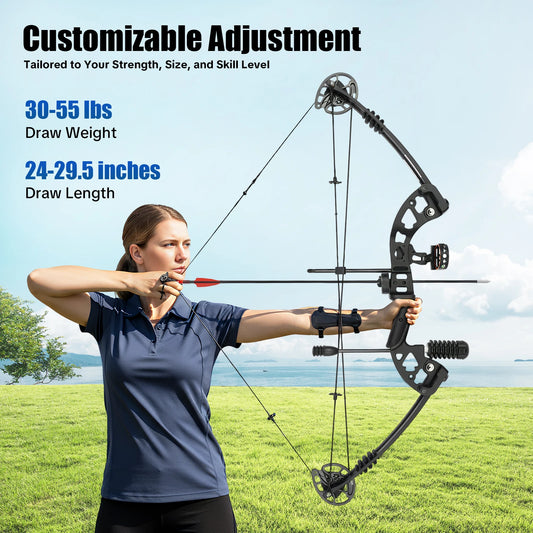Compound Bow And Arrow Set With Adjustable Draw For Adults