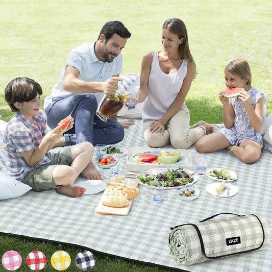 Extra Large Picnic Outdoor Blanket, 80''x80'' Waterproof Gingham Picnic Mat or Beach, Camping Grass Lawn Park Accessories Cute C