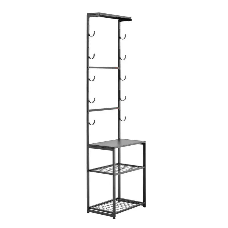 Floor Standing Gun Rack With Storage Shelf Holds Five Rifles