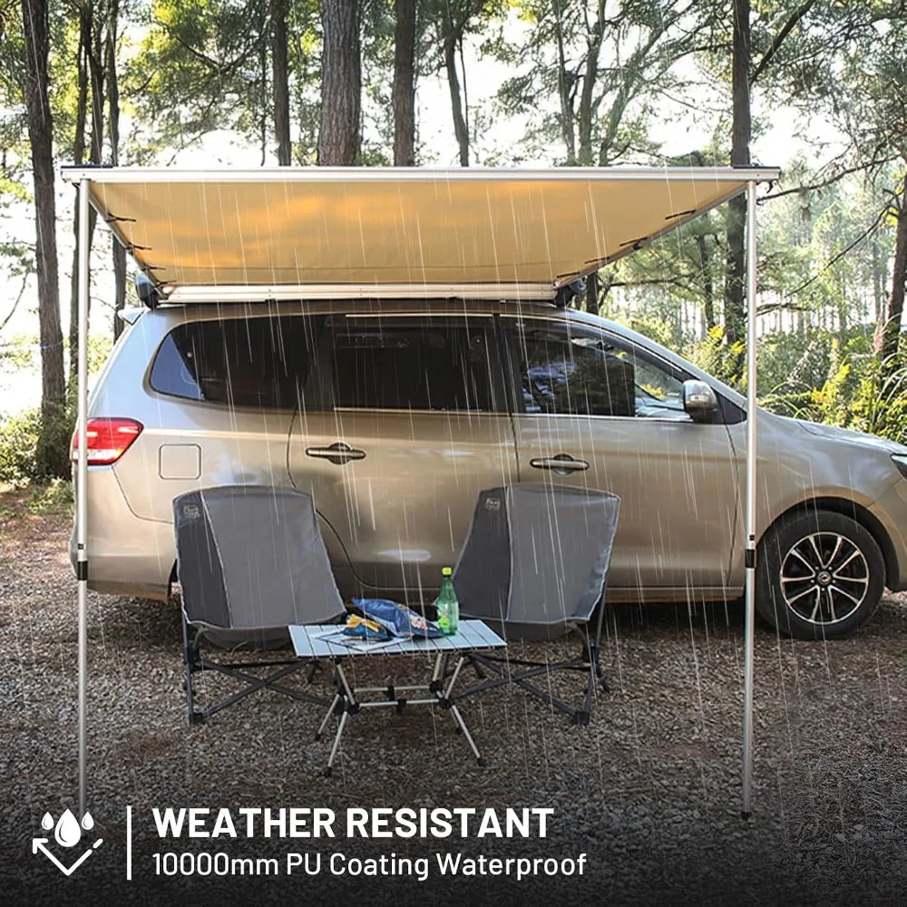 8.2x6.5ft Car Awning Tent Waterproof PU10000mm UV50+ Retractable Side Shade for SUV Truck Van Camping