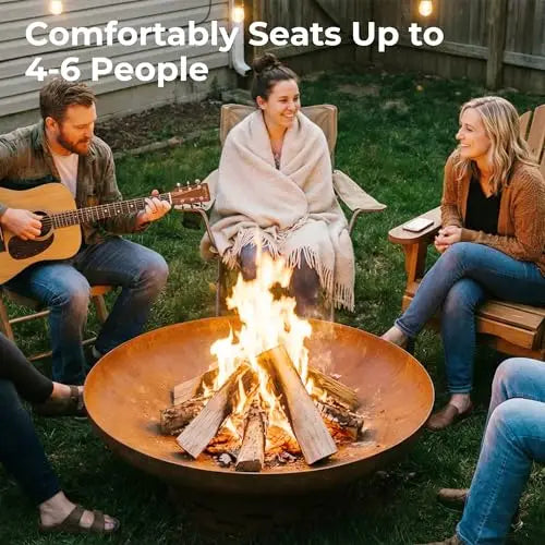 Outdoor Wood Burning Fire Pit Heavy Duty Steel Free Standing Oxidized Finish
