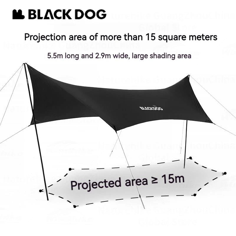 BLACKDOG Sun Shelter Ultralight Black Coating Tarp Waterproof Portable Large Awning Outdoor Picnic Travel Canopy Camping Gear