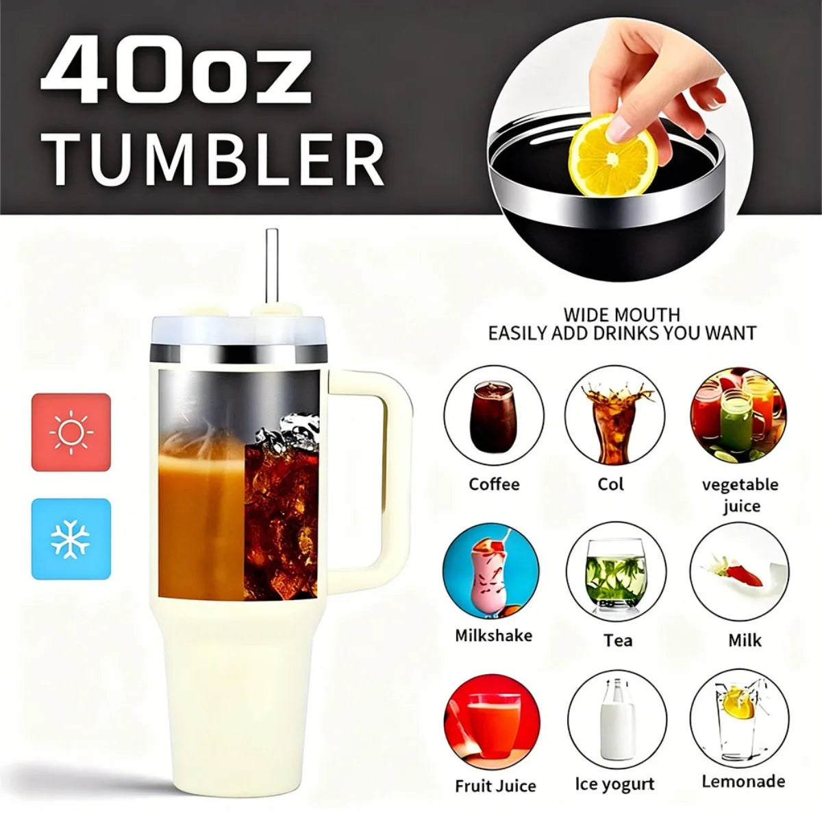 1pc 40oz Stainless Steel Tumbler with Straw - Heart & Rose Design Insulated for Hot & Cold Drinks Ideal for Mother's Day Outdoor Travel Car Cup Holder Compatible Car Beverage Holder Floral Tum
