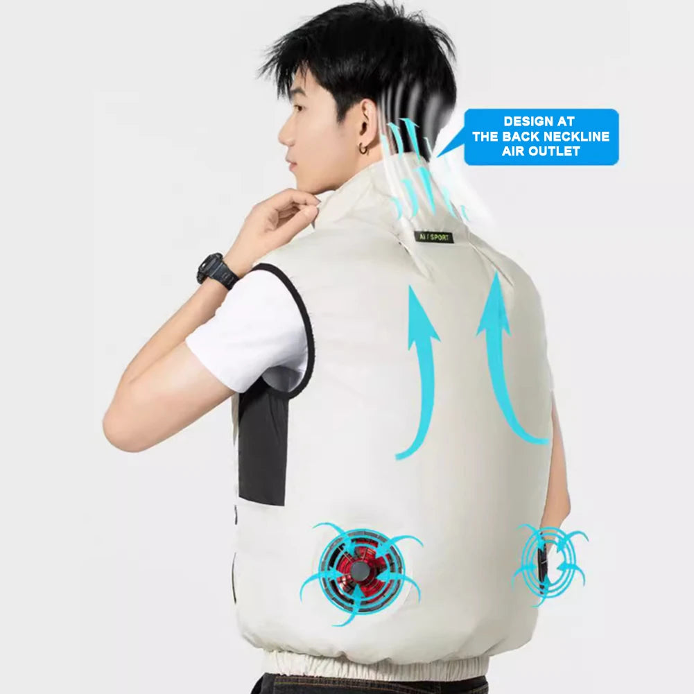 Wearable Cooling Vest With Air Fan For Summer Outdoor Activities
