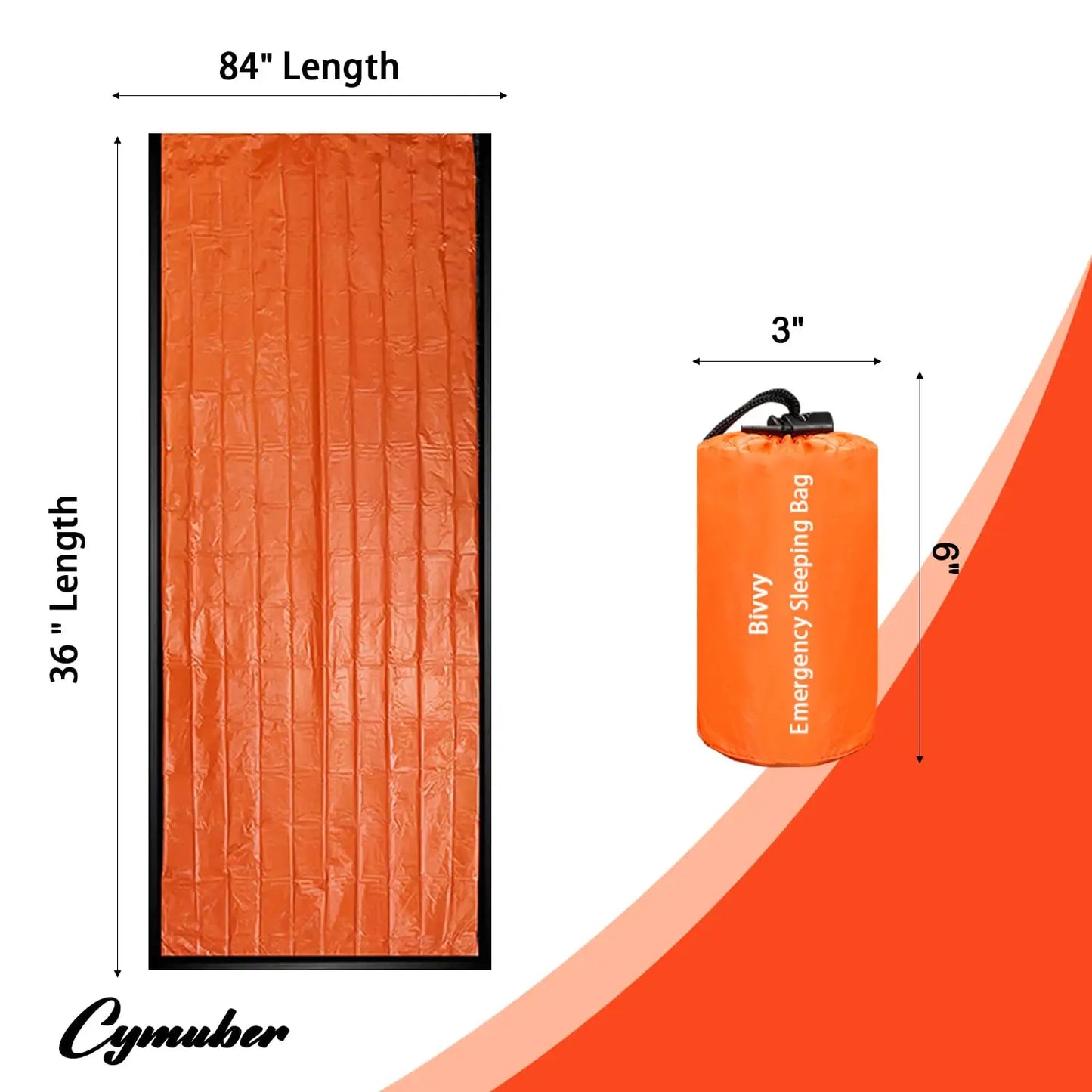 2-Pack Emergency Sleeping Bag | Survival Shelter Bag, Polyethylene Thermal Emergency Blanket, Lightweight Portable Shelter for Camping, Hiking, Outdoor Activities, Backpacking