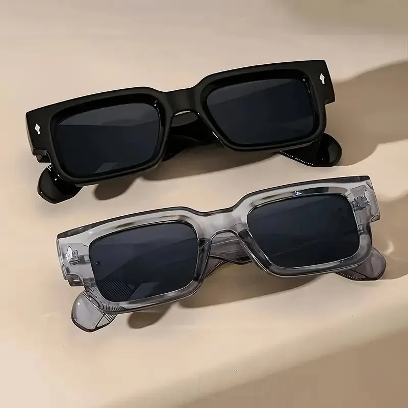 1Pc/2Pcs Men's Fashion Square Frame Black & Gray Combination Glasses Simple Casual Decorative Glasses for Beach Parties, Driving