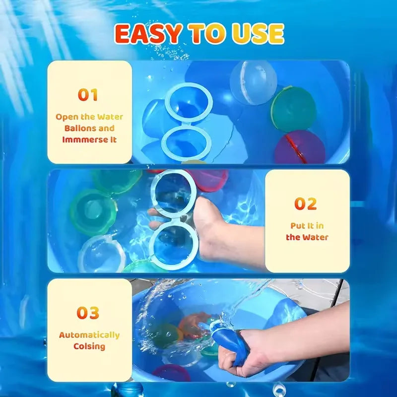 12/6/3/1PCS Magnetic Reusable Water Balloons Quick Fill Self Sealing Water Ball Toy Outdoor Summer Swimming Pool Water Balls