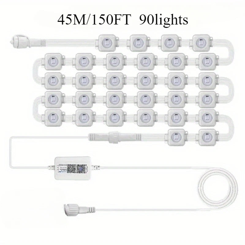 RGB Waterproof Permanent Outdoor LED String Lights Eaves Mounted Decor Lights for Festival Wedding Birthday Party Decoration