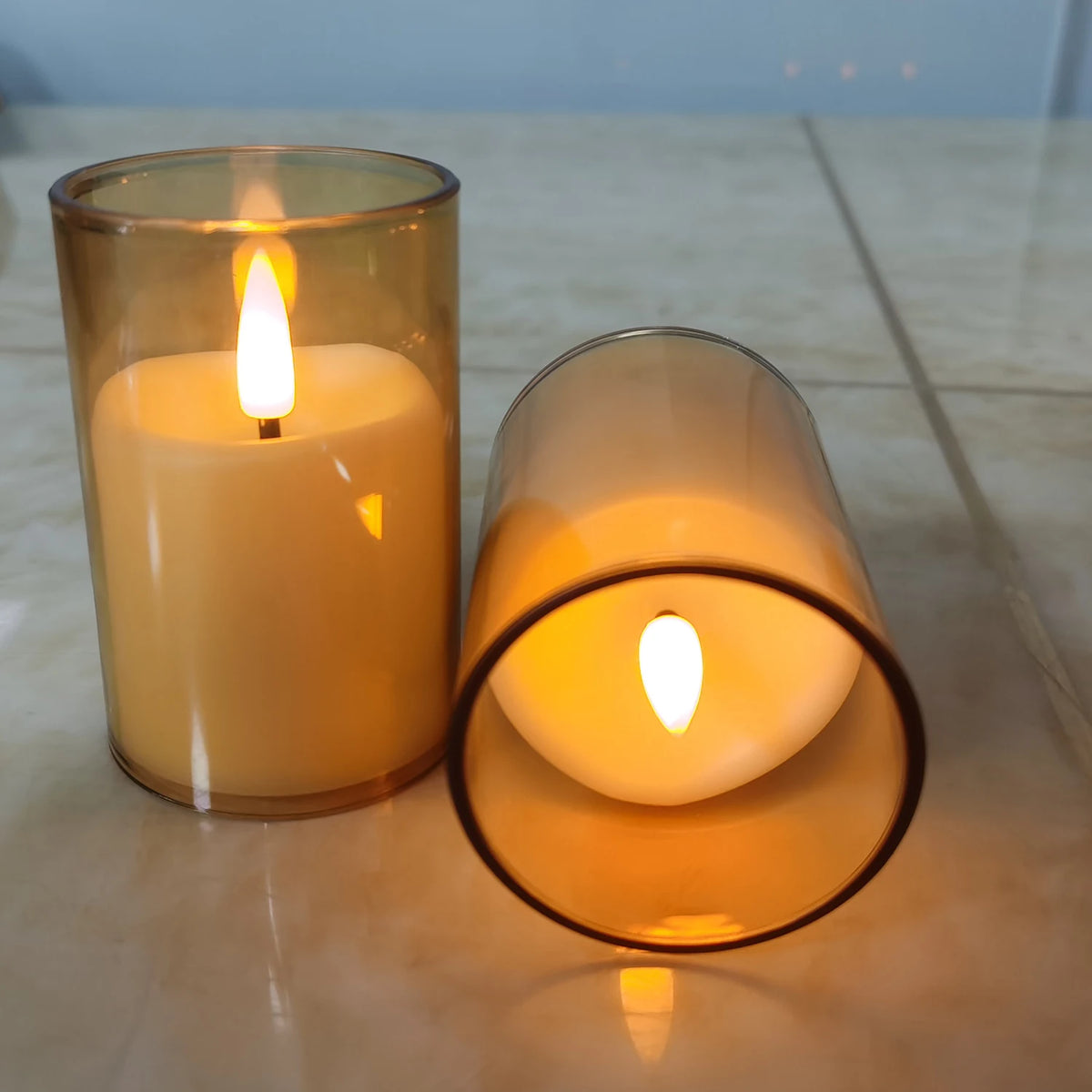 6pcs Flameless Led Electronic Candles Acrylic Glass Christmas Birthday Wedding Atmosphere Decoration Candle Lights