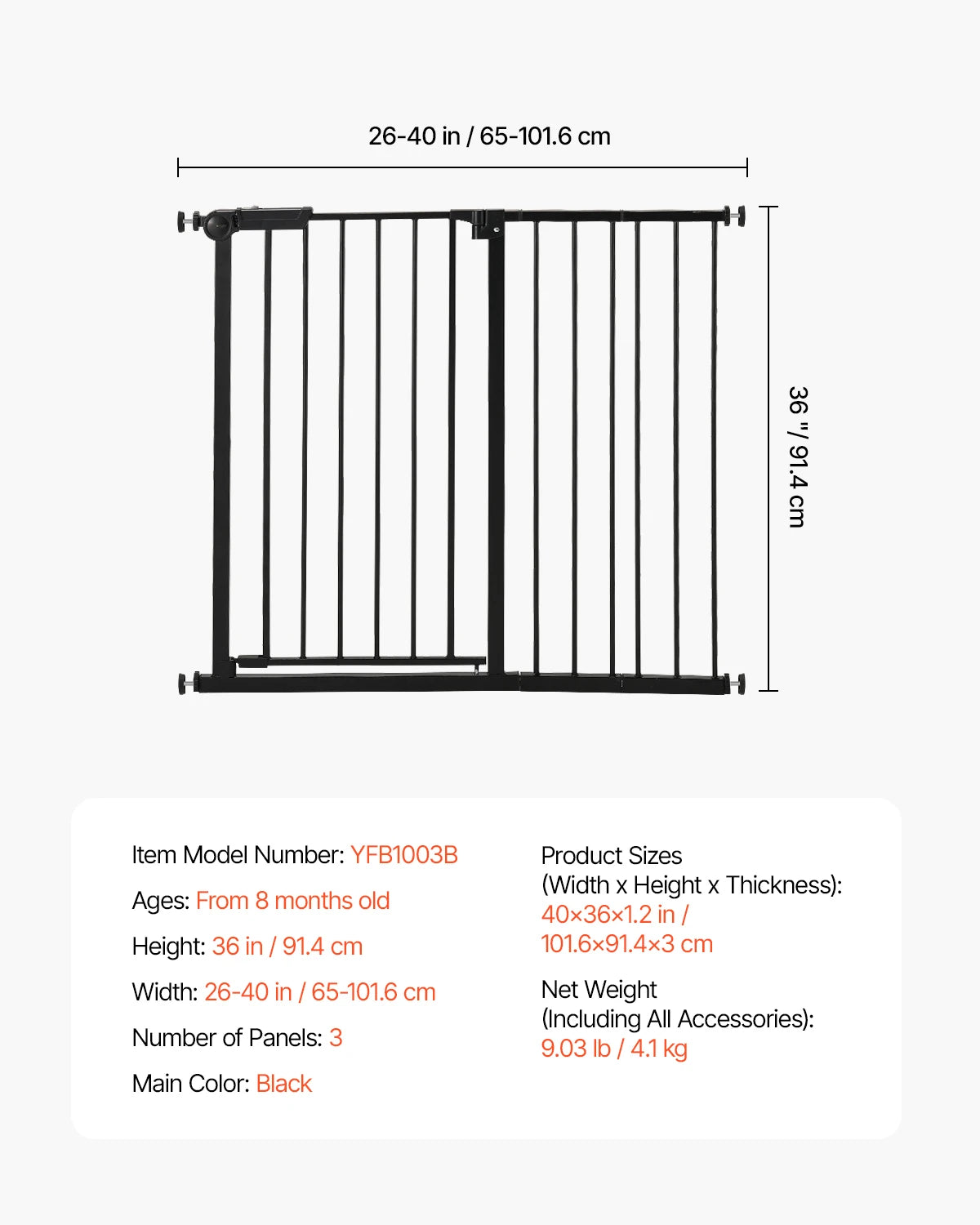 SucceBuy Pressure Mount Walk Through Baby Security Gate