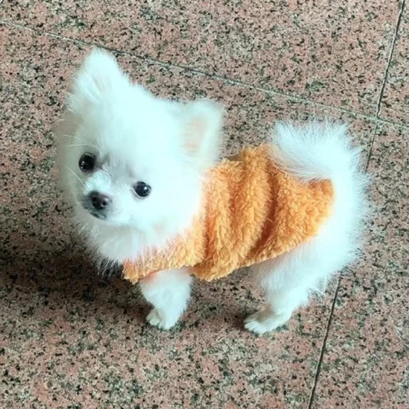 Printed Winter Fleece Dog Sweater For Small Pet Breeds