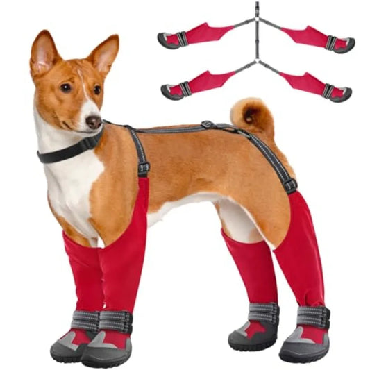 Adjustable Waterproof Dog Suspender Boots Anti Slip Design