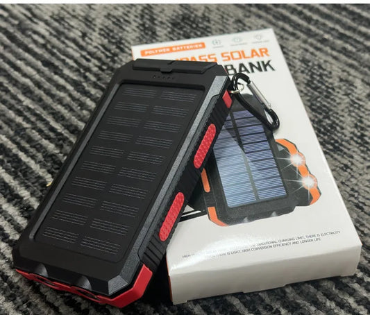 Rugged Solar Power Bank Waterproof Outdoor Charger With Dual LEDs