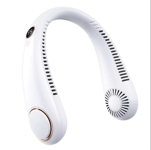 New Mini Neck Mounted Fan Portable Bladeless Neck USB Rechargeable Air Cooler 5 File Speed Summer Sports Fan Outdoor Sports Fans