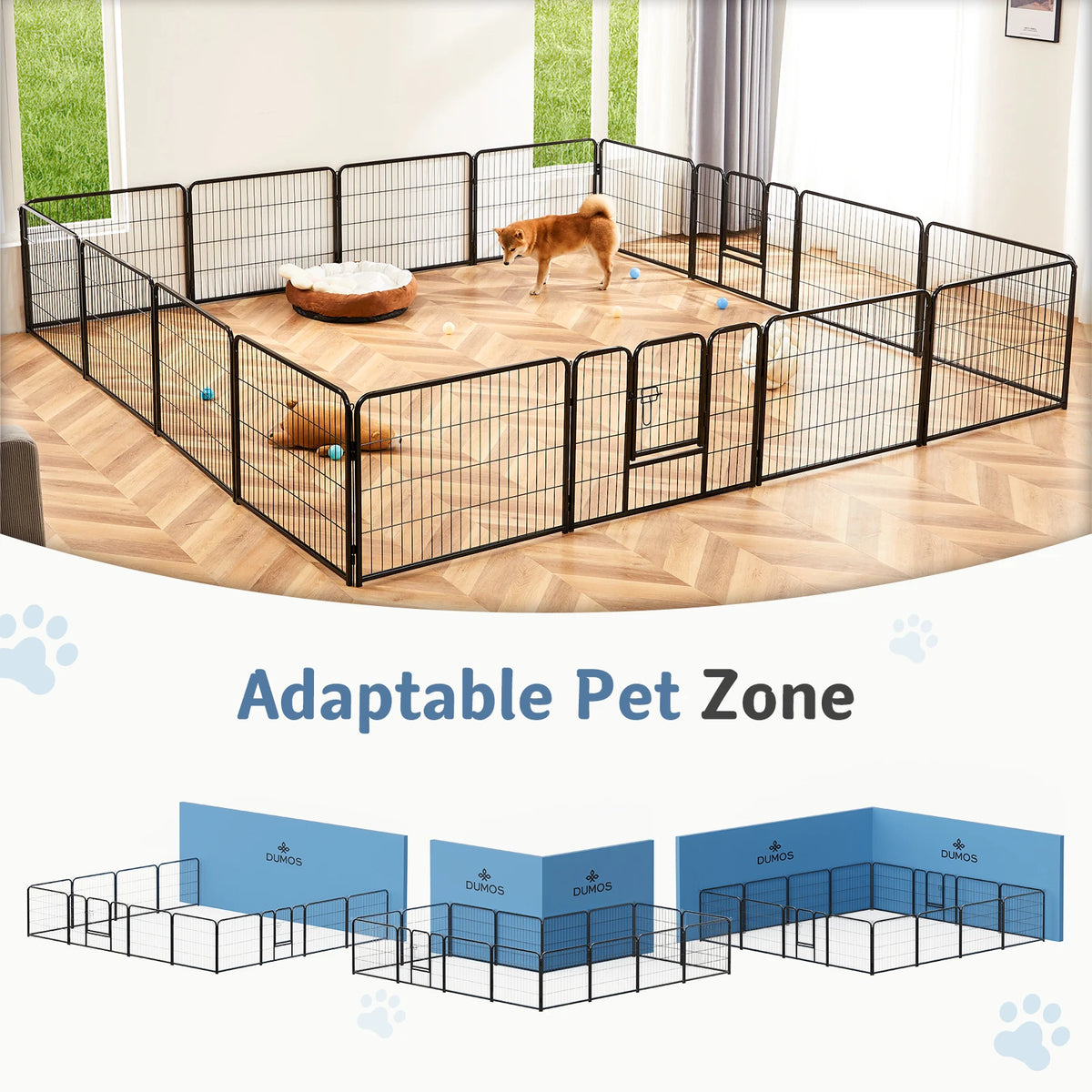 JHK Foldable Metal Dog Playpen For Indoor Outdoor Use