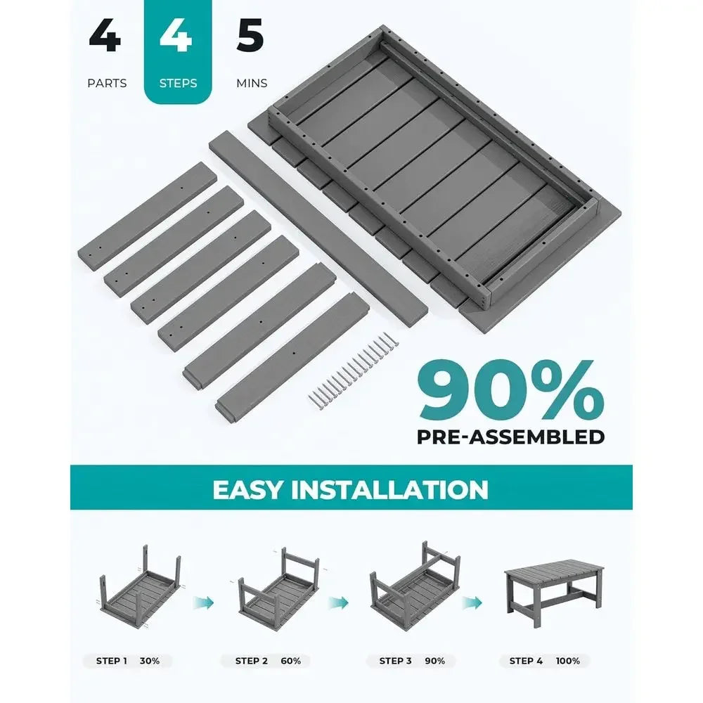 Grey Outdoor Patio Coffee Table with HDPE Material