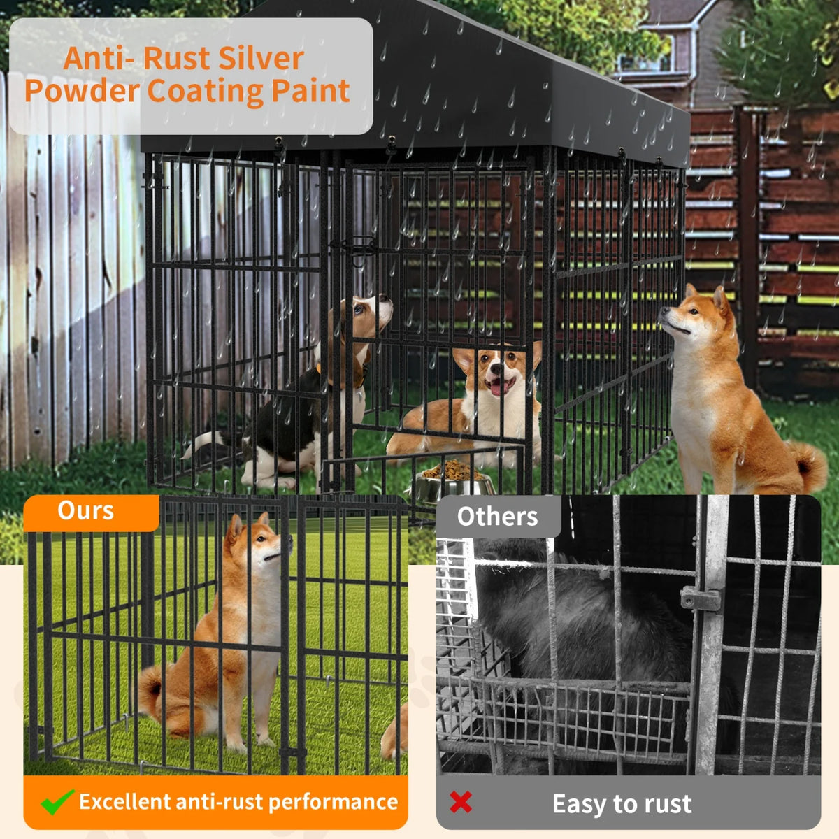 Outdoor Metal Dog Kennel With Secure Roof And Reliable Barrier System