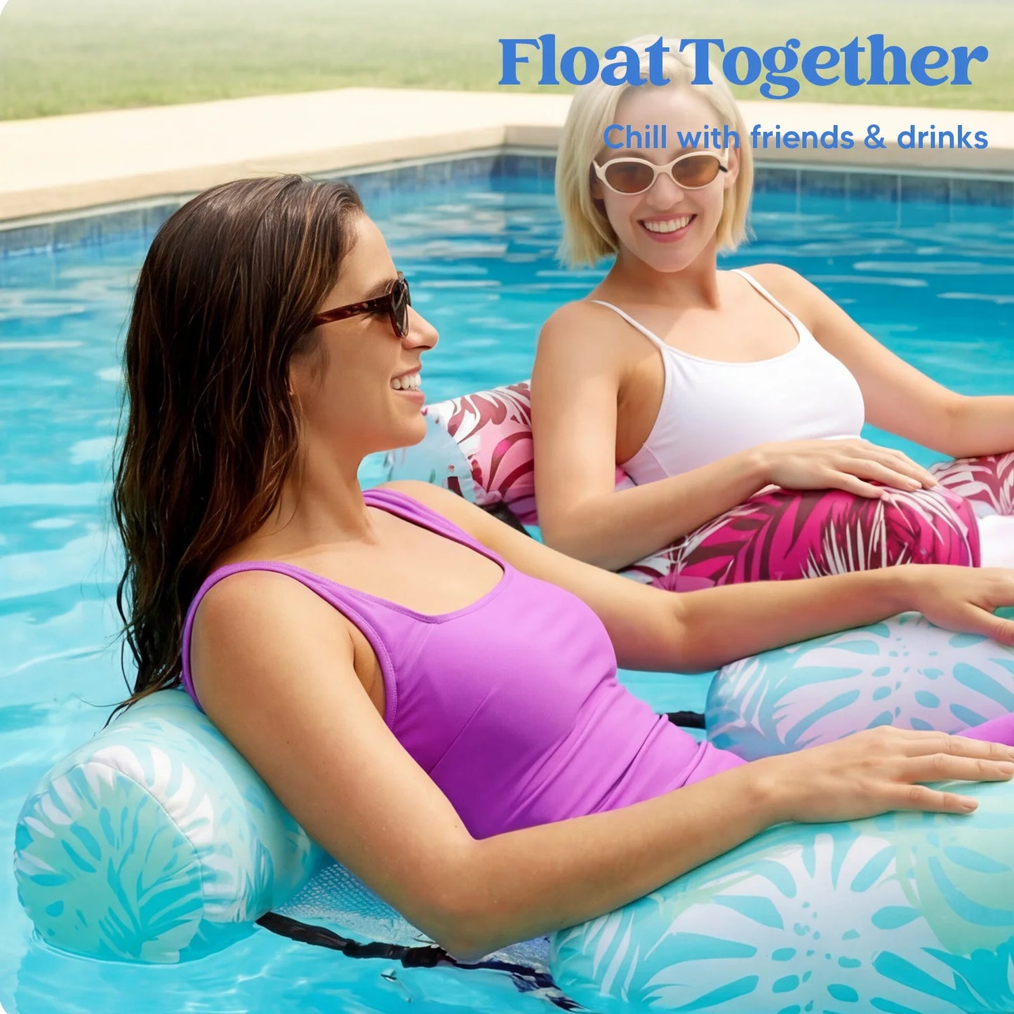 Inflatable Pool Floats Adult 2 Packs Floating Lounge Chairs for Adult Heavy Duty Floating Chair for Summer Water Party