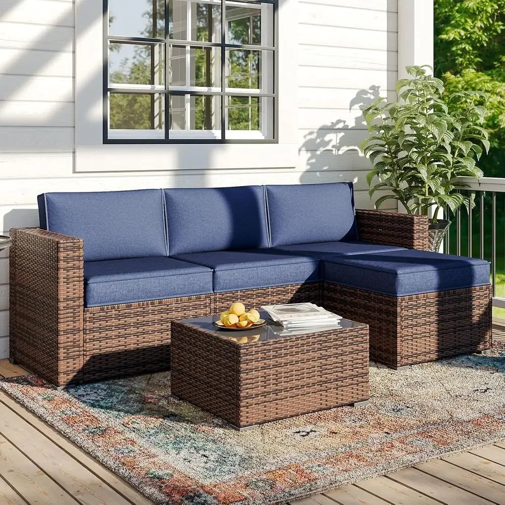 7-Piece Navy Blue Outdoor Cushion Set, Waterproof & Fade-Resistant for Patio Furniture