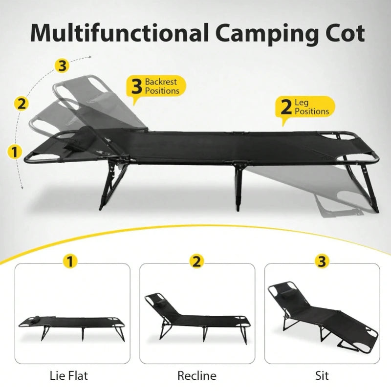 Camping Cot 70x22 Inch Folding Bed with Thick Pad Heavy Duty Oxford Carry Bag for Outdoor Travel Home