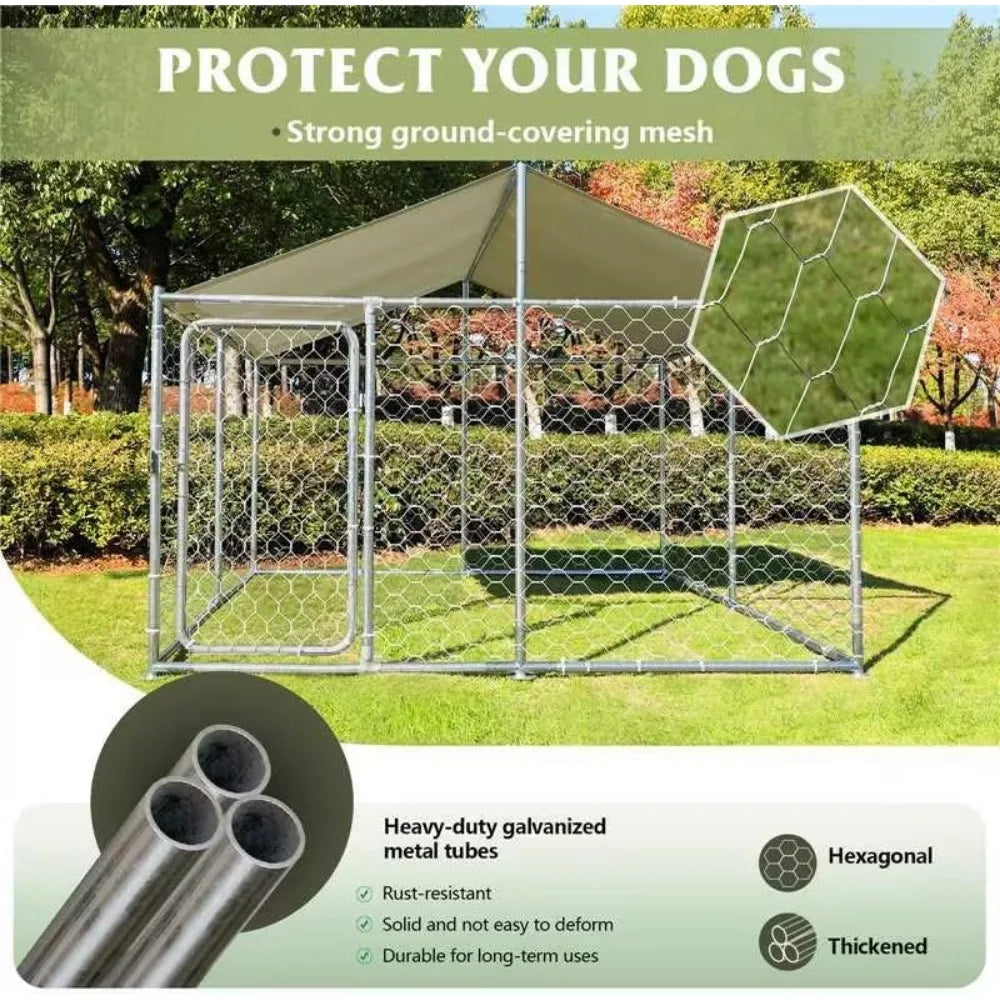 Galvanized Steel Outdoor Dog Kennel For Weatherproof Pet Enclosure
