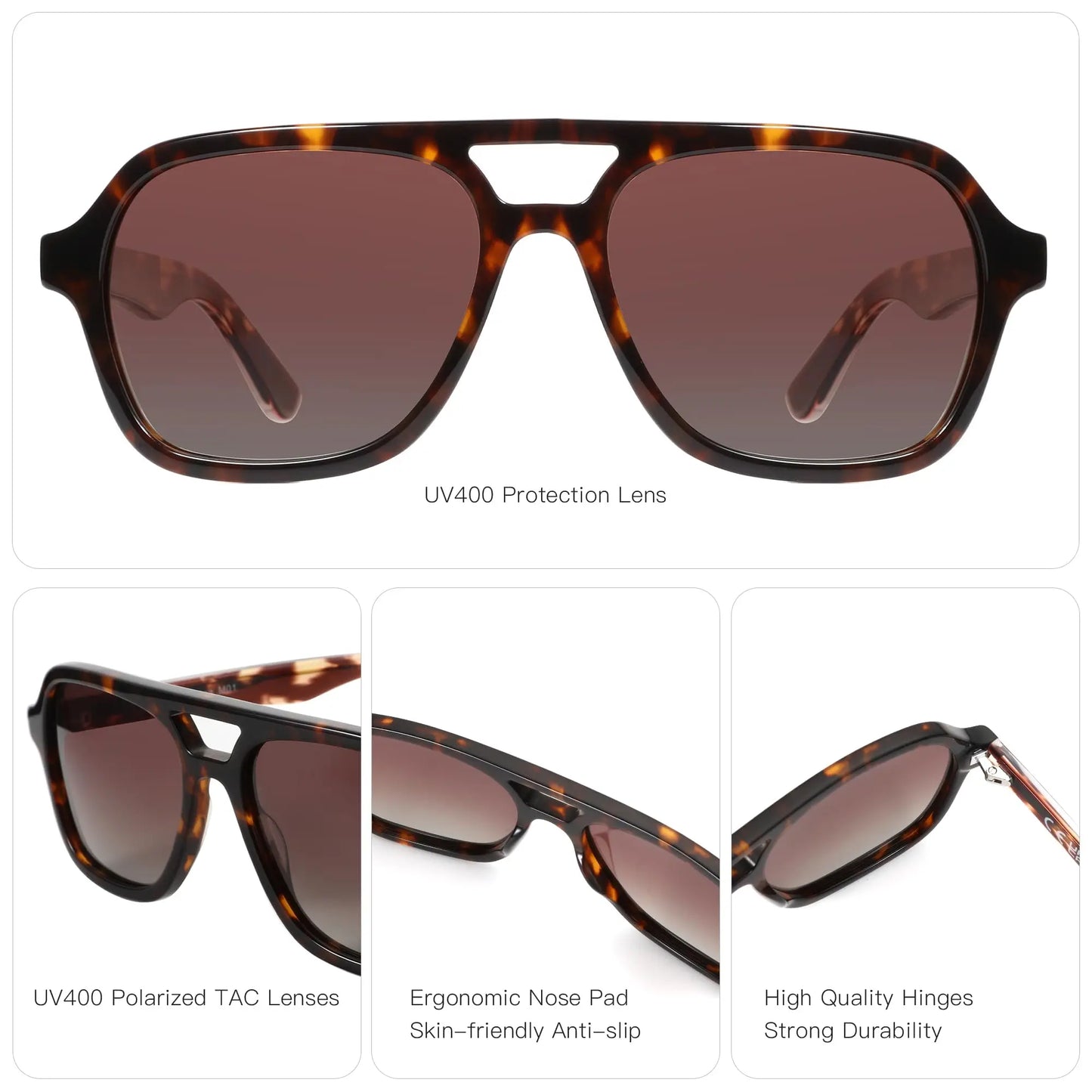ZENOTTIC Retro Aviator Sunglasses for Men Polarized: Pilot Shades for Daily Life - UV400 Protection Square Sun Glasses