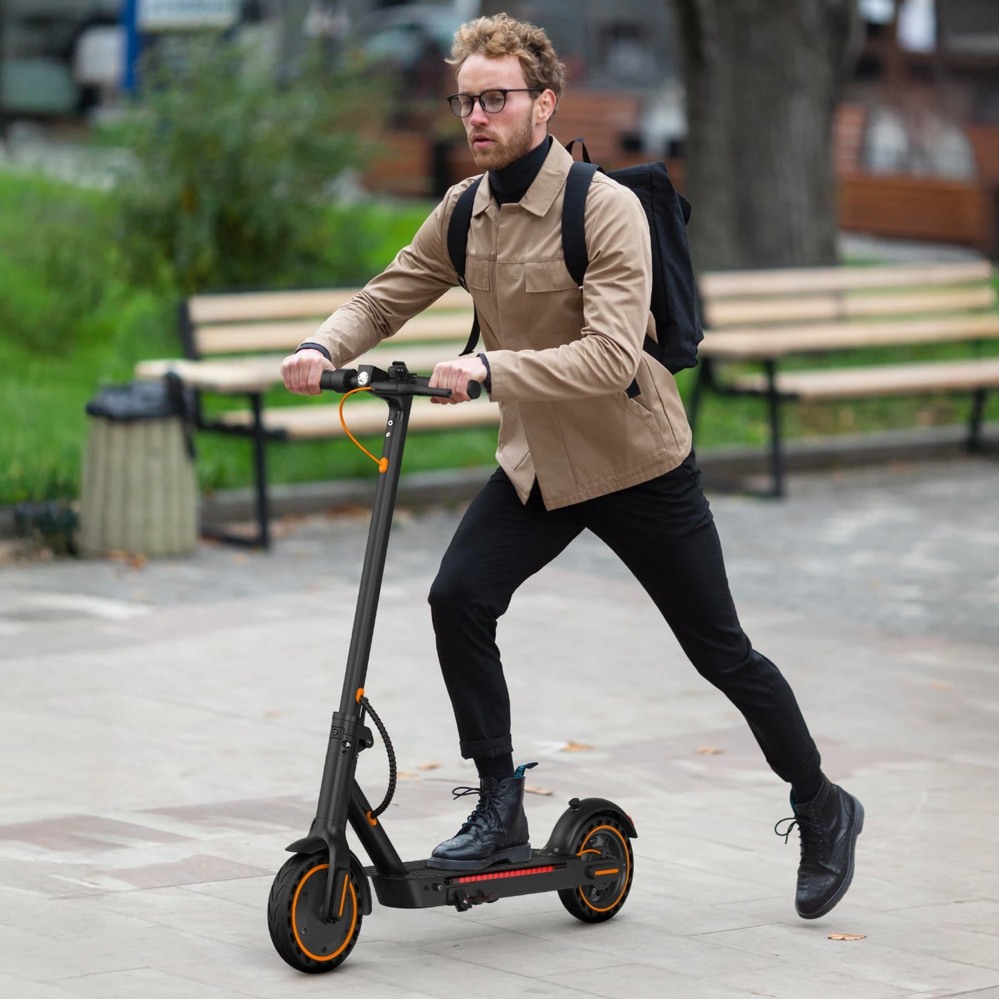 Electric Scooters for Adults & Teen, 550W Motor 19Mph Top Speed E-Scooter, 19 Miles Range, Folding W/Side Lights, UL2272 Dual Brake & App