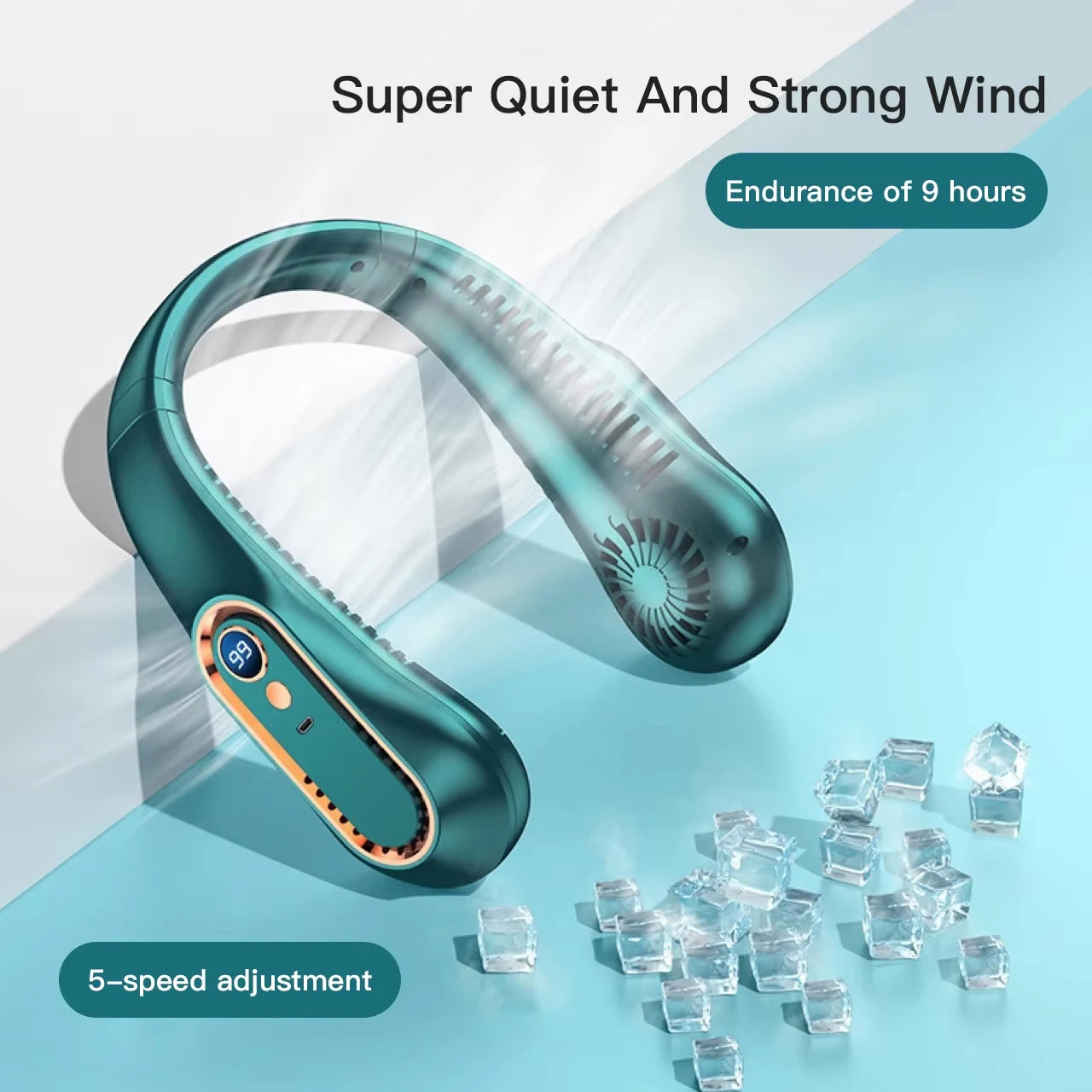 New Summer Portable Mini Hanging Neck Fan Bladeless Neckband Fan Digital Display Power Air Cooler USB Rechargeable Electric Fans
