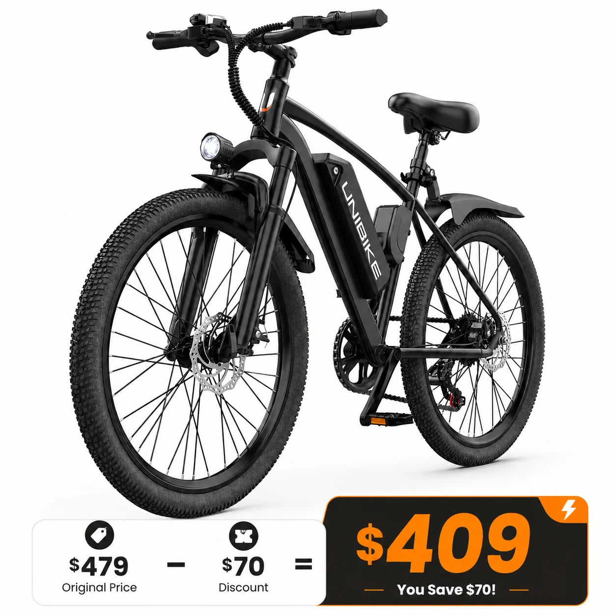 Electric Bike for Adults, 26" Ebike with 540W Peak Motor, 25MPH 45Miles Electric Mountain Bike with 36V Removable Battery, 7-Speed, Front Suspension, LCD Display, UL 2849 Certified