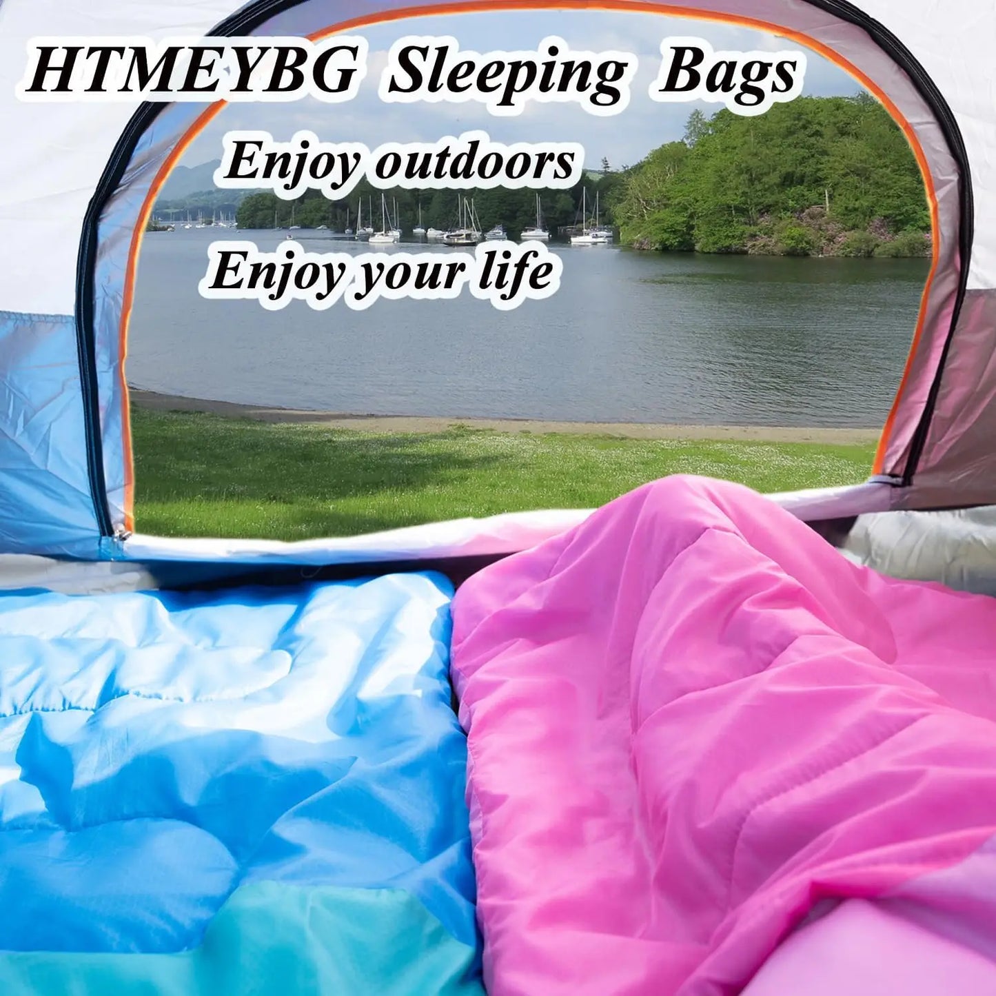 3 Season Sleeping Bag for Adults Kids Camping Hiking Lightweight Portable with Compression Sack