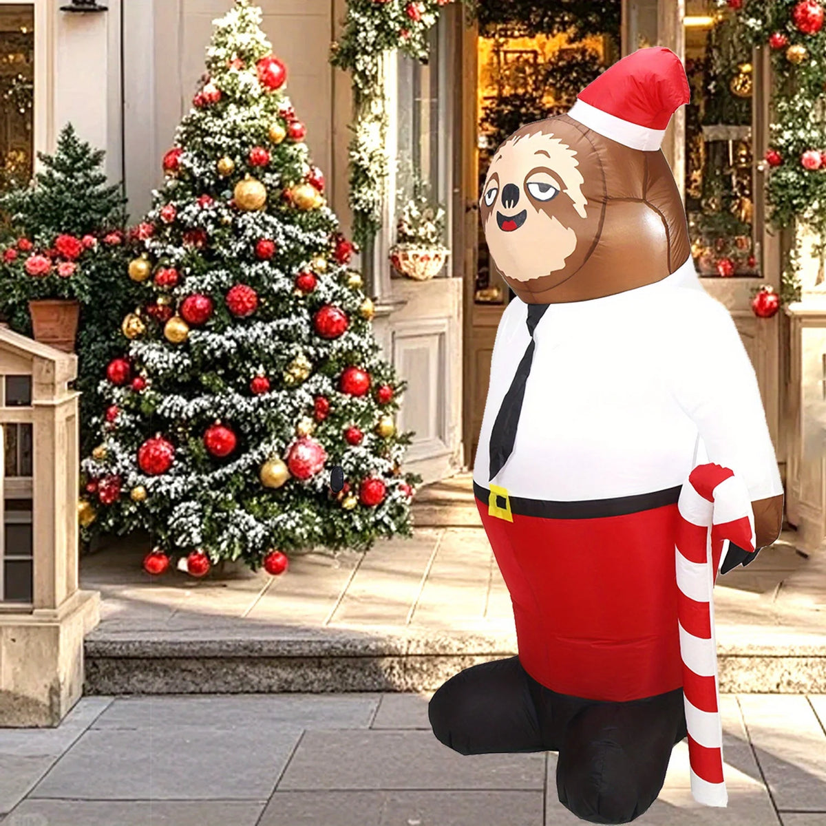 Christmas Inflatable Sloth Gentleman With Led Lights Yard Decoration