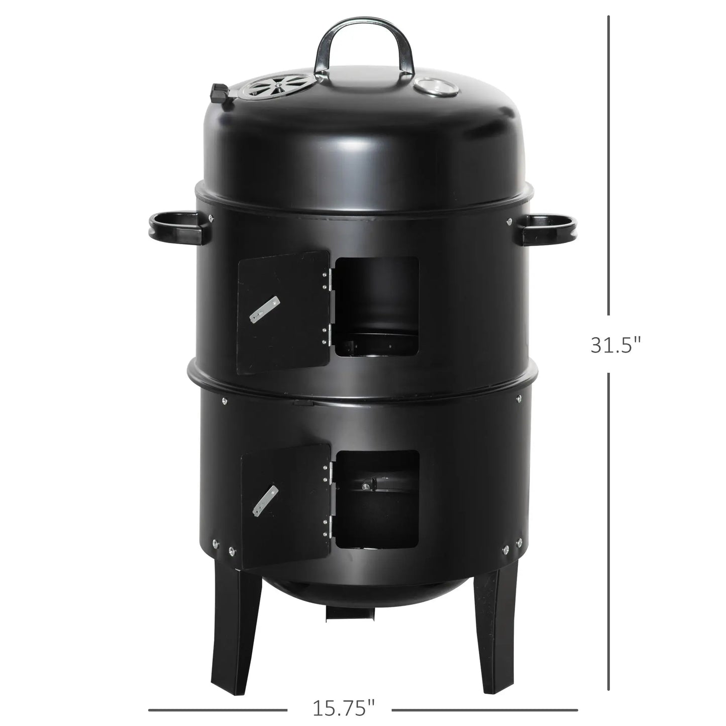 Outsunny Three In One Outdoor Charcoal BBQ Smoker Grill