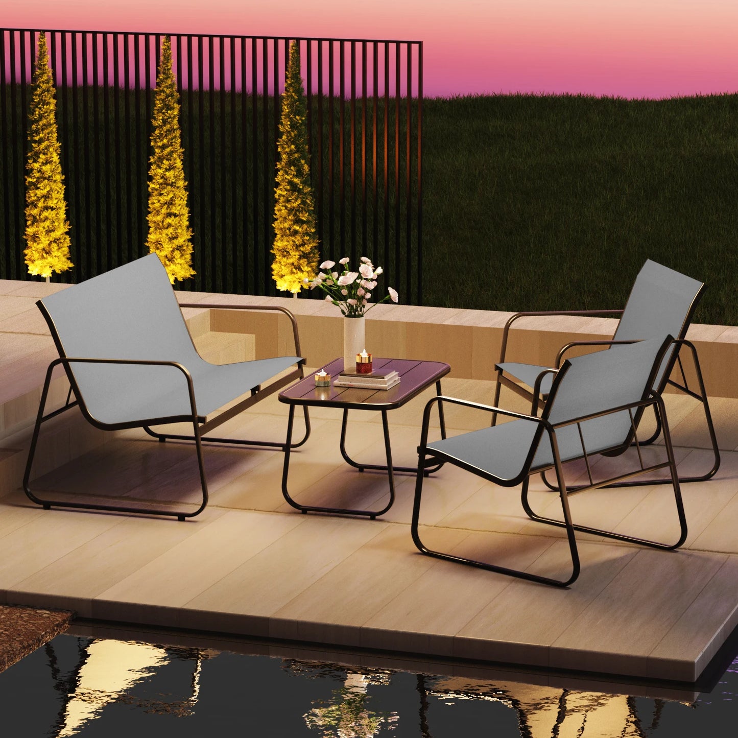 4-Piece Outdoor Patio All-Weather Bistro Set