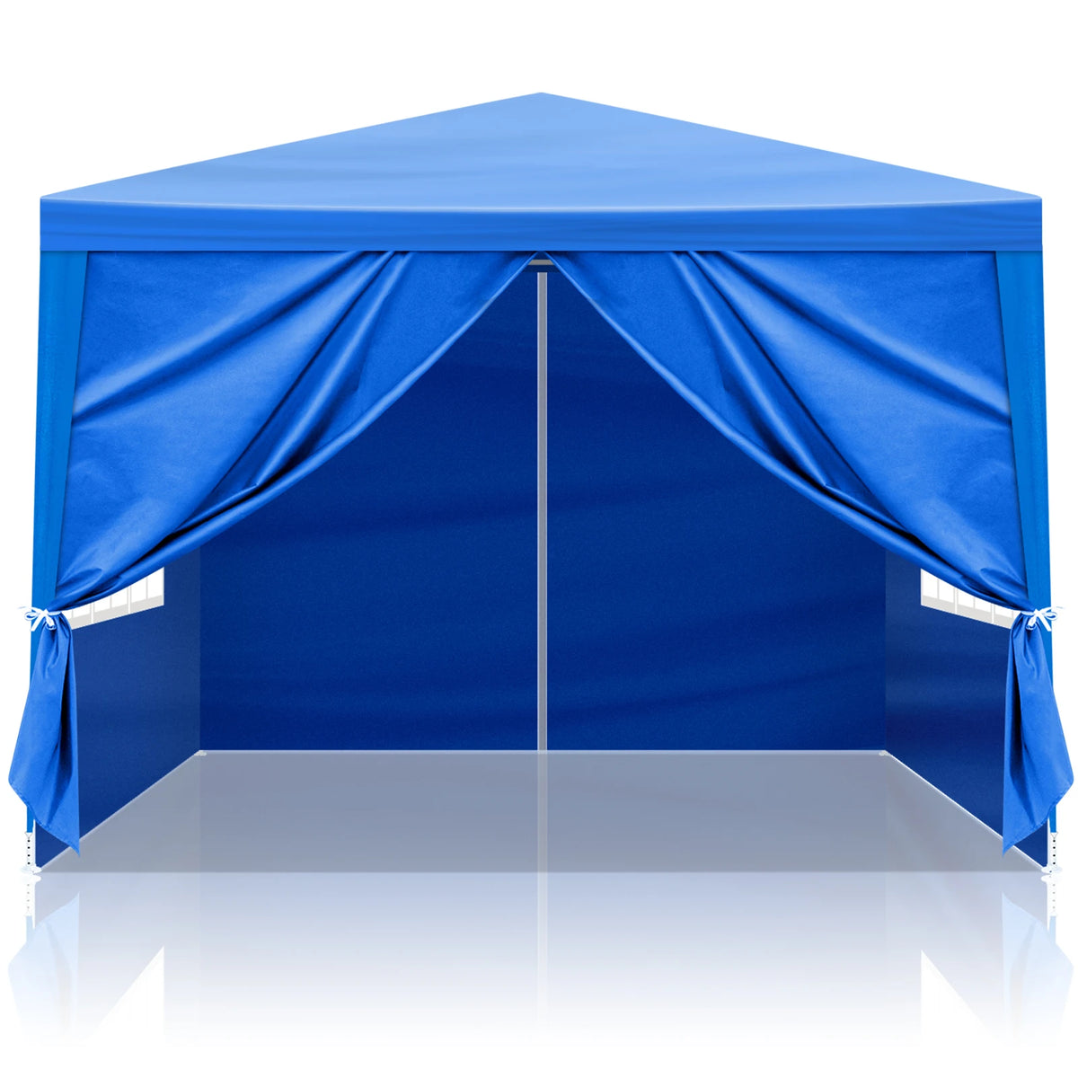 10'x10' Blue Waterproof Canopy Tent Outdoor Gazebo with 4 Removable Window Sidewalls Heavy Duty PE Patio Party Tent for Wedding BBQ Catering