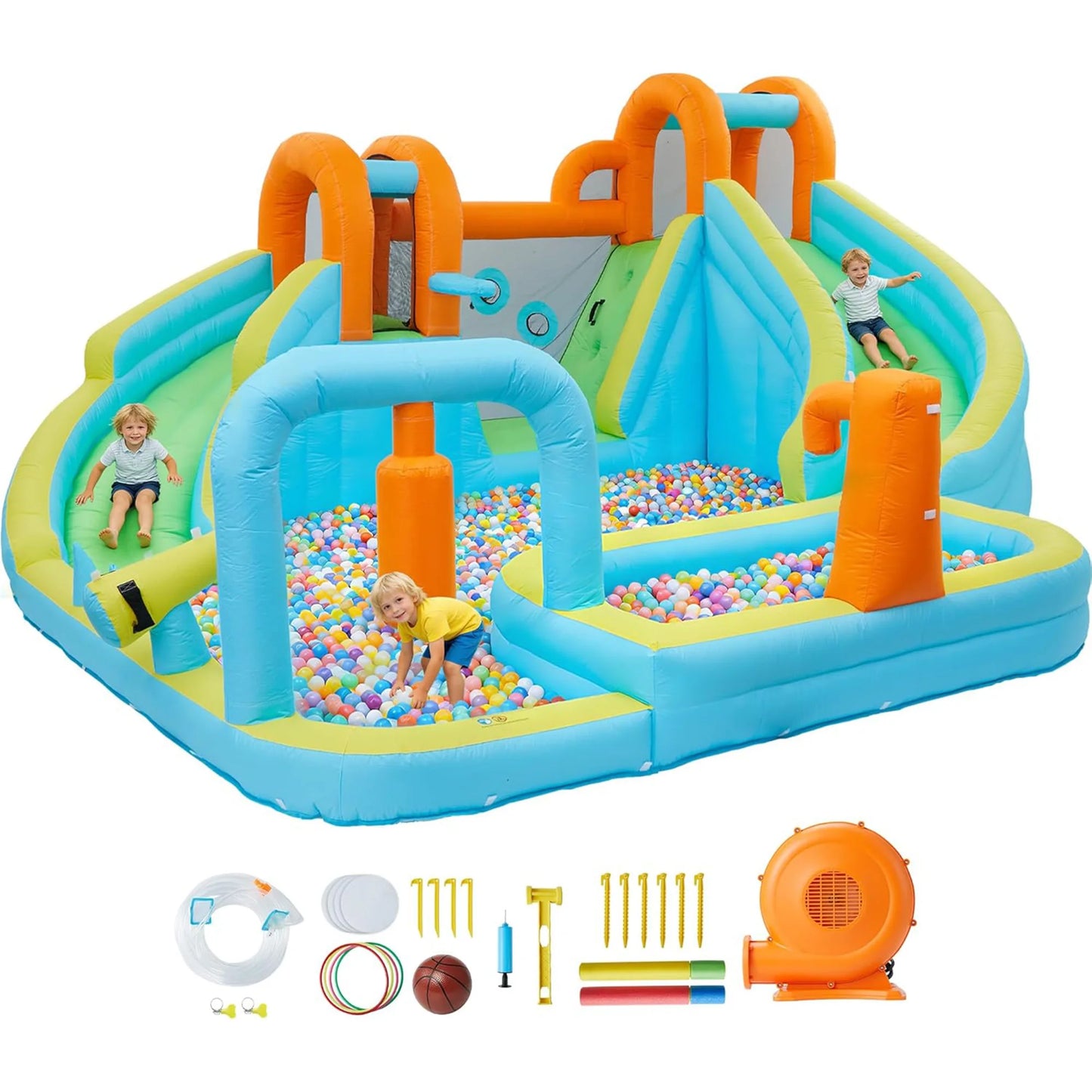 HiMISS 10 In 1 Water Bounce Castle With Slide Outdoor