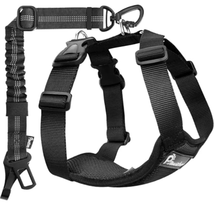 Adjustable Dog Car Harness With Breathable Nylon Seatbelt For Pets
