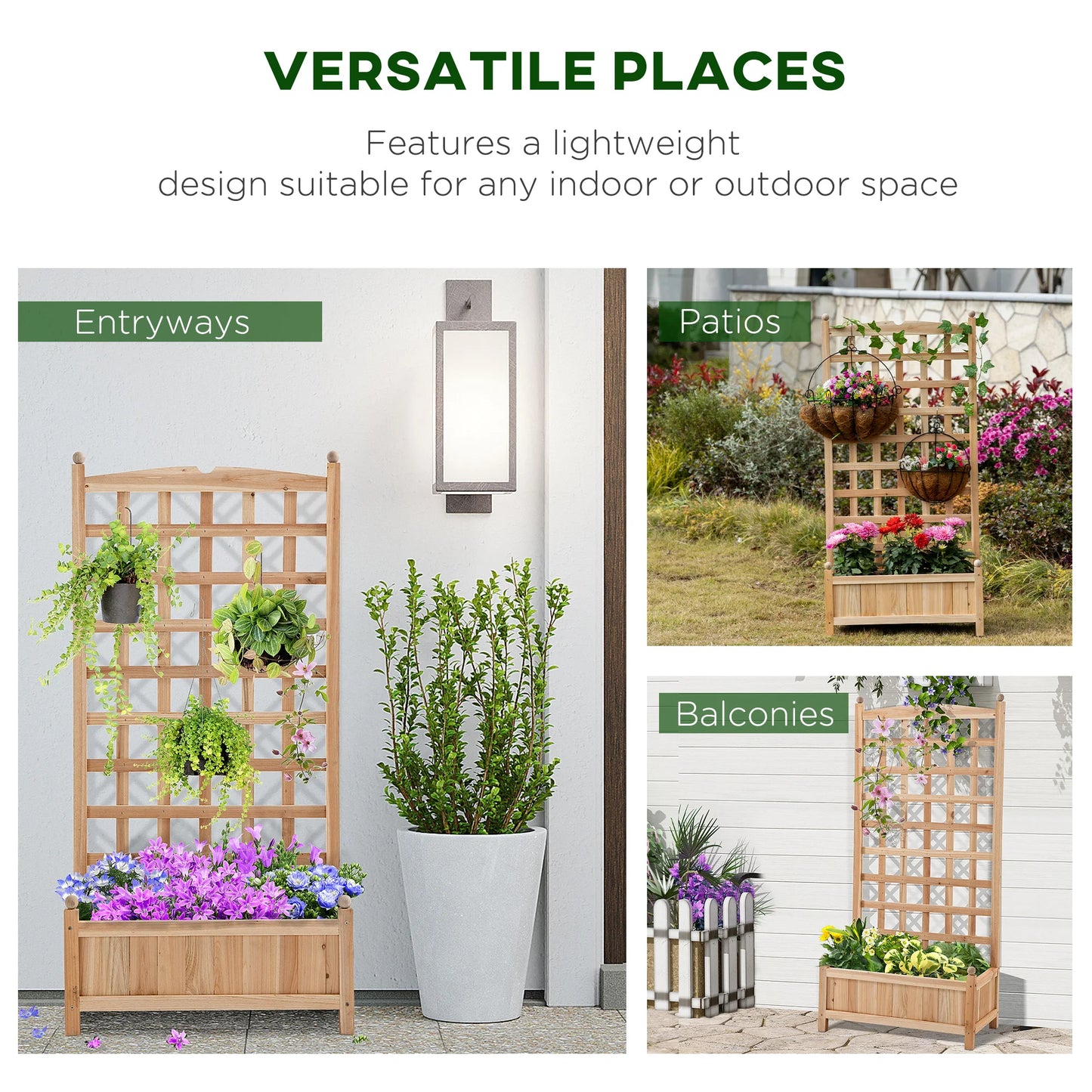 Outdoor 24" x 12" Backyard Plant Bed w/ Strong Wooden Design & Materials