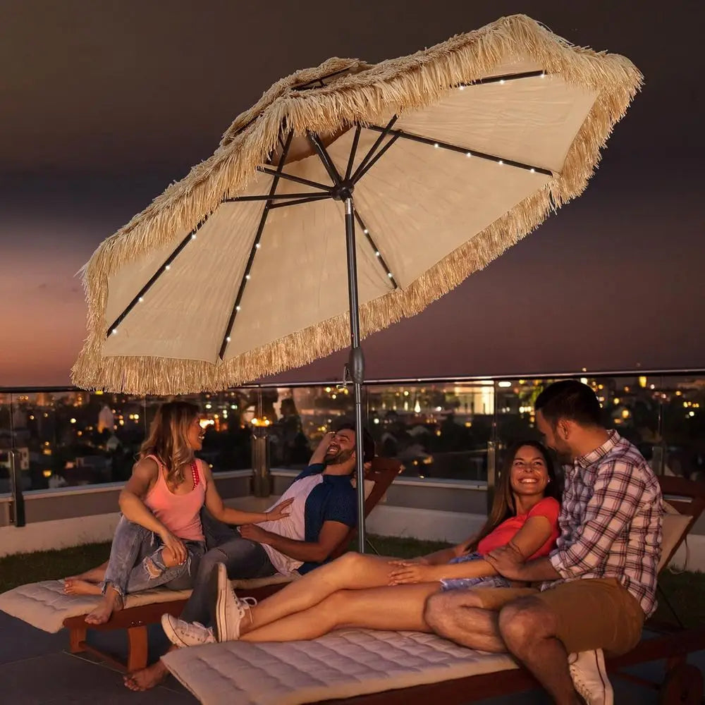 Hawaiian-Inspired Tiki Patio Umbrella for Beach, Garden, and Pool Relaxation