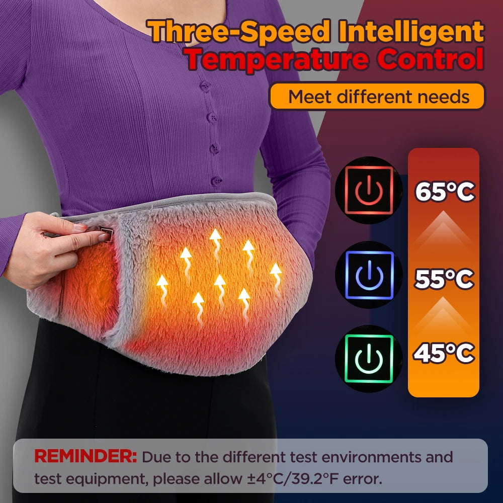 3 Levels Electric Graphene Heating Pad Cold-Proof Uterine Belt Cold-Proof Hand Waist Warming Pad USB Recharging Abdominal Warmer