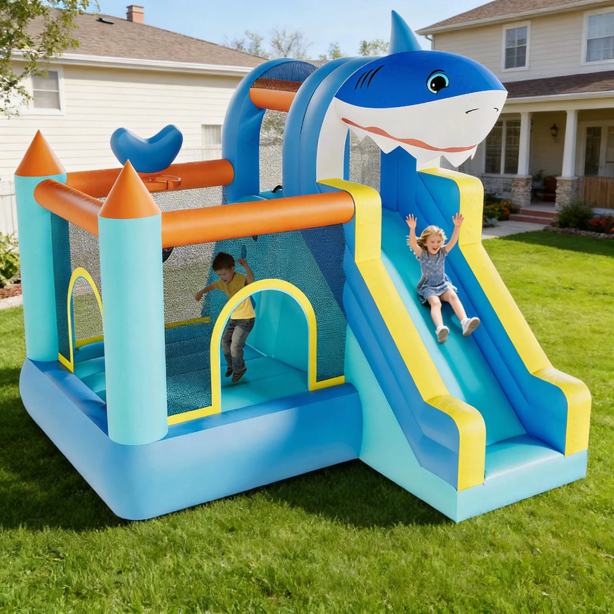 HiMISS Kids Inflatable Bounce House With Slide Climbing Wall
