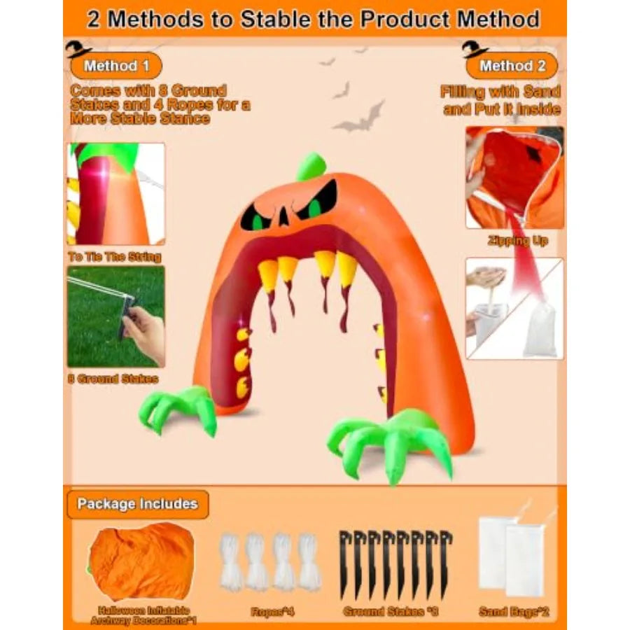 MDNG Halloween Pumpkin Archway Inflatable Decoration With Built In Fan