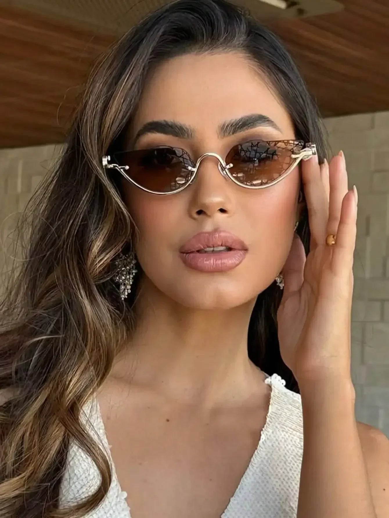 1pc Fashion Small Frame Oval Fashion Glasses Personalized Versatile Vintage Women's Glasses Summer Travel Holiday Beach