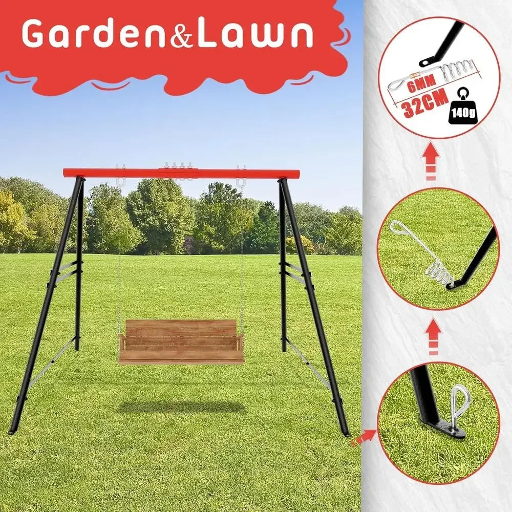 Heavy Duty Alloy Steel Outdoor Swing Set For Home Gardens