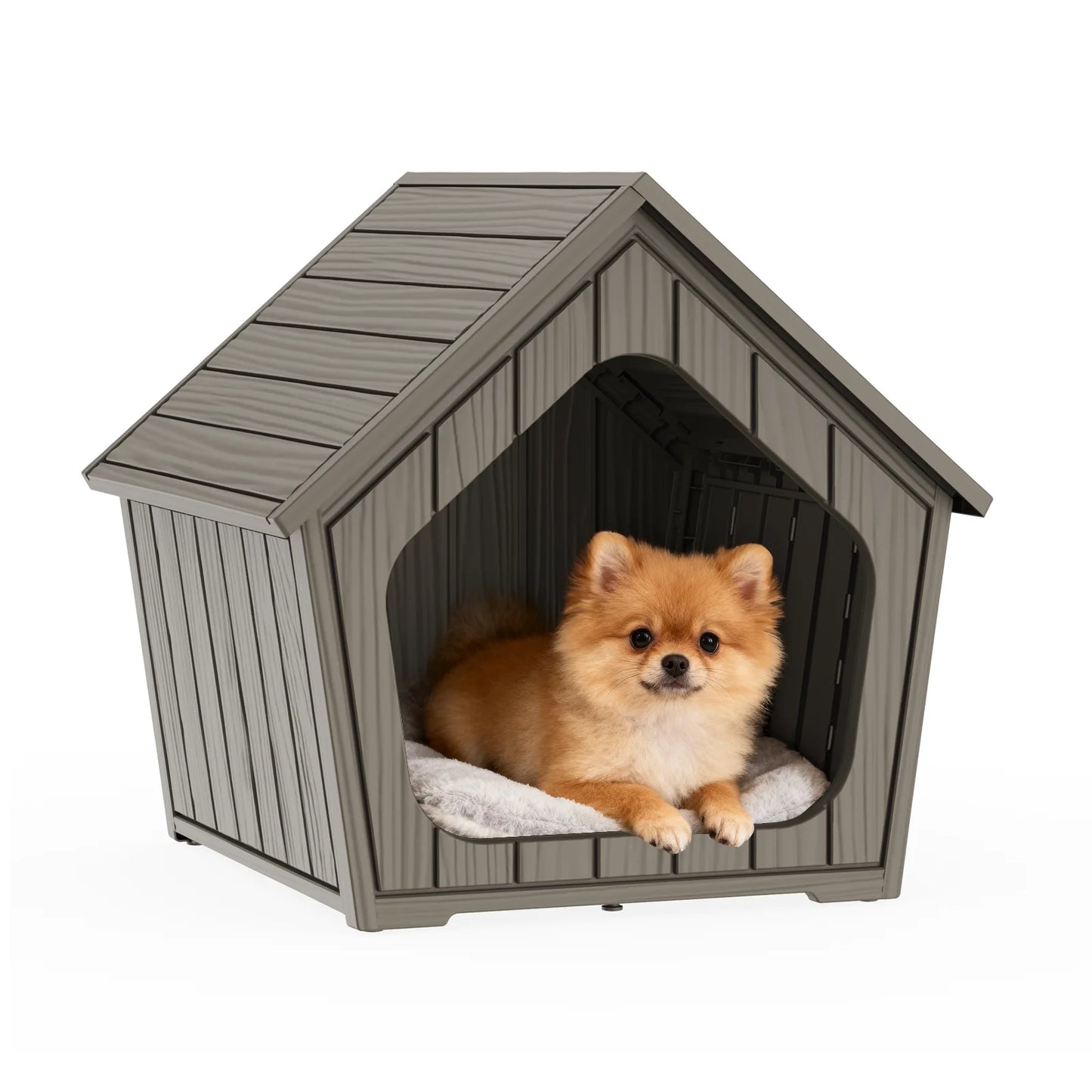 Outdoor Plastic Gable Roof Dog House With Ventilated Design