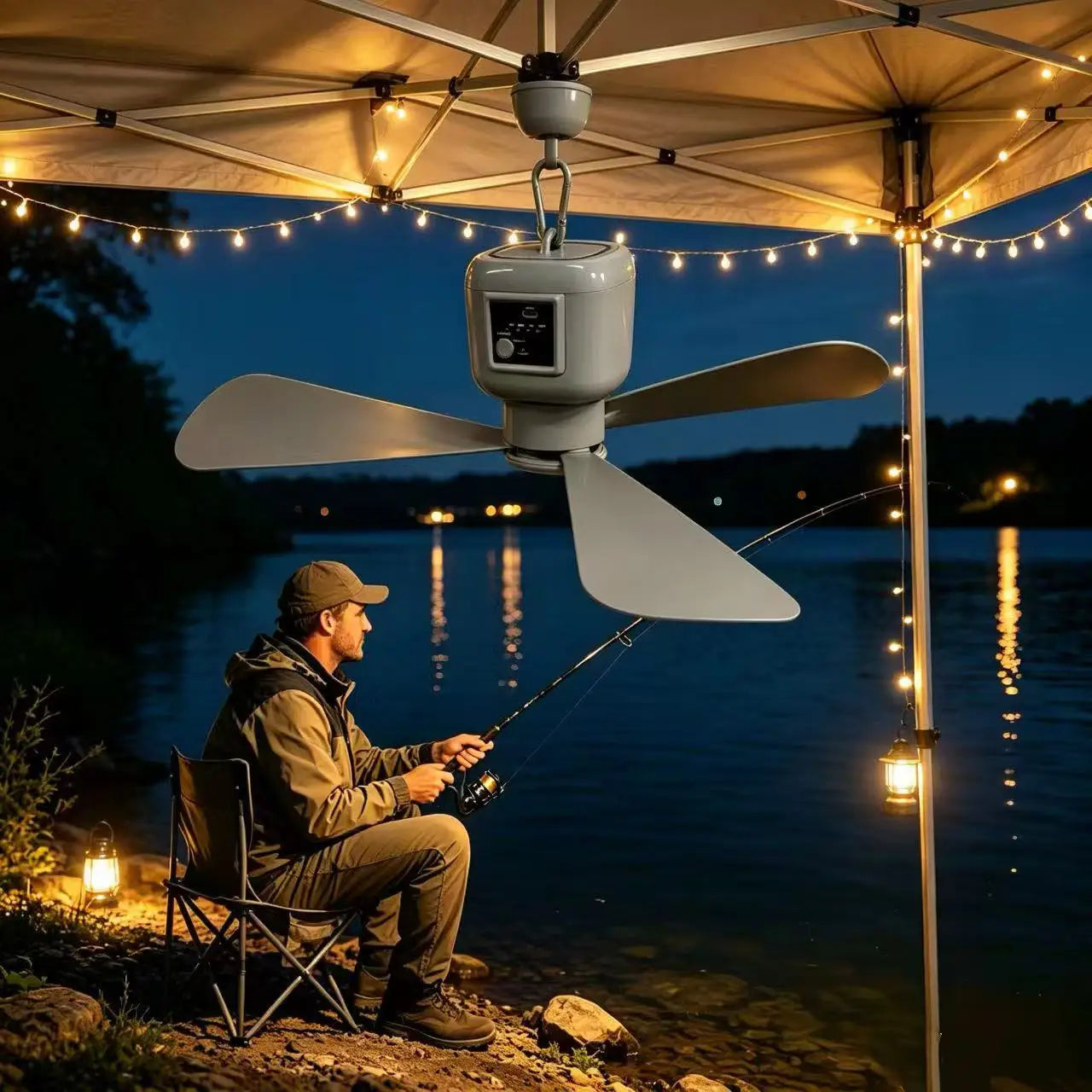 18-inch solar fan, rechargeable camping fan, outdoor emergency hanging fan, solar panel or USB charging function, 3-speed wind adjustment, suitable for indoor portable fan