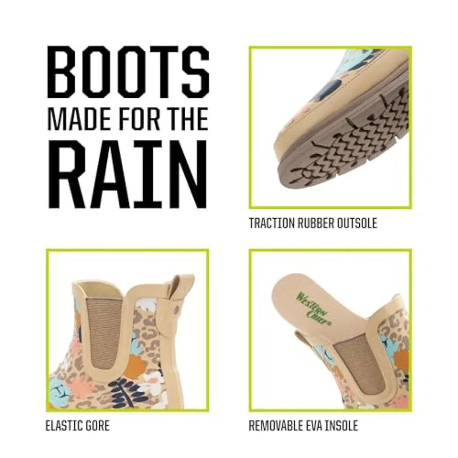 Women's Waterproof Chelsea Rain Boot With Elastic Gore Lug Outsole