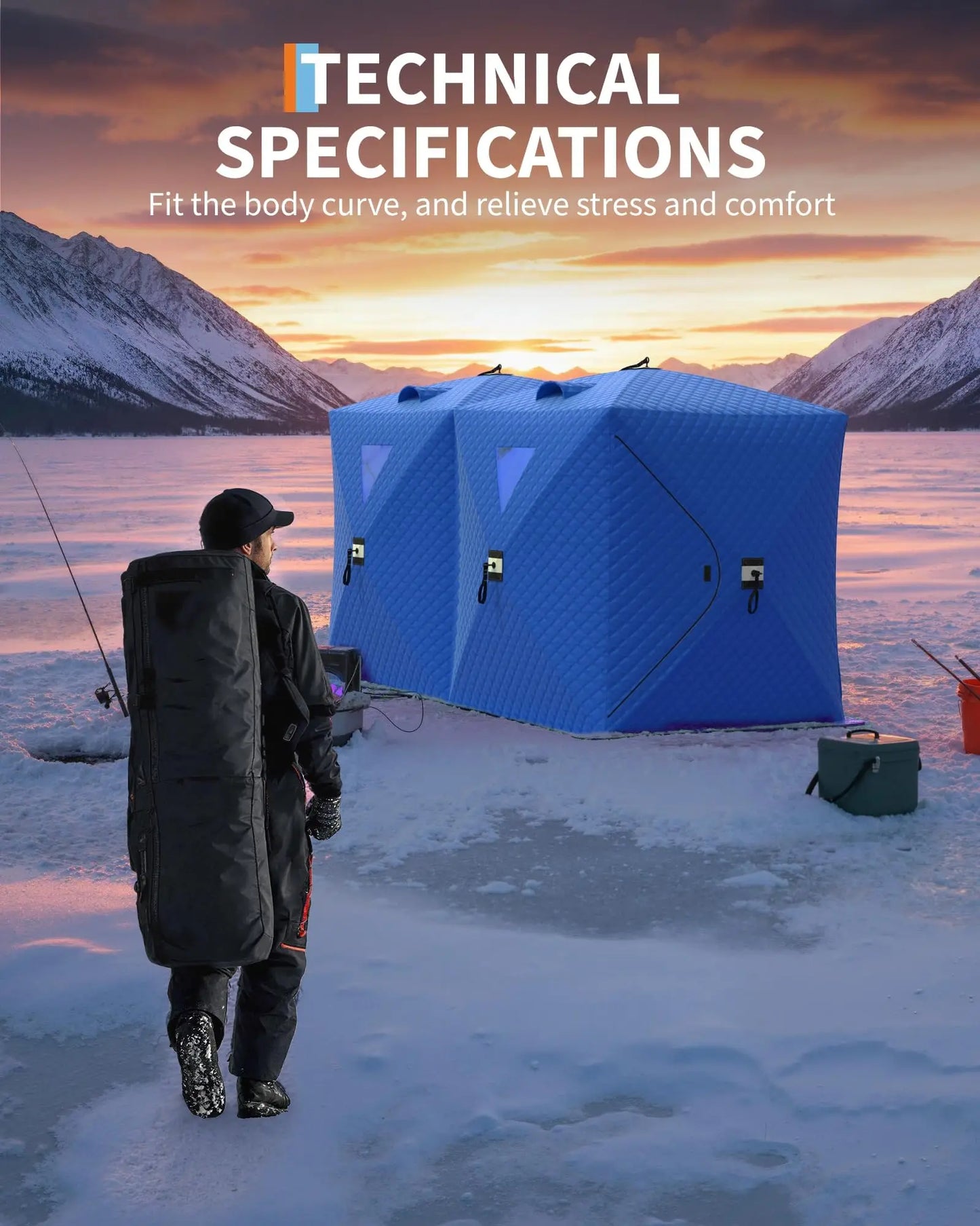 Pop-Up Ice Fishing Tent Hub-Style Shelter For Wind Resistance And Warmth 1-8 Persons Camping Winter Outdoor